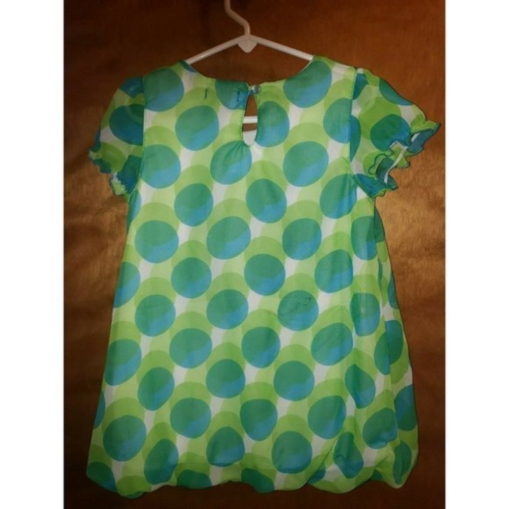 Girls George Geometric Blue/Green Shirt - Picture 2 of 3
